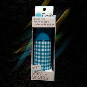 👣 4/$20.  Martha Stewart Blue And White Squares Paper Roll